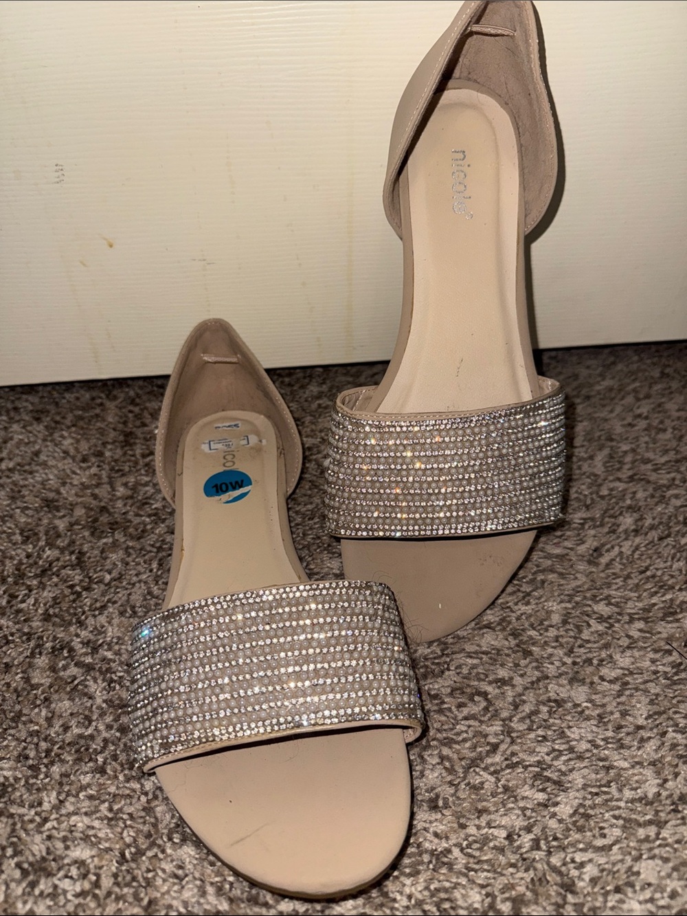 Nicole Taupe Rhinestone Band D'Orsay Sandals